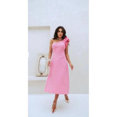 Imagem de Vestido Soltinho Midi Elegante em Linho Verão Confortável