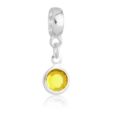 Imagem de Pingente Berloque Cristal Amarelo Pandora Banhado a Prata 925