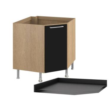 Imagem de Balcão Ditália Aspen Canto c/ Tampo Carv/Preto CD-106