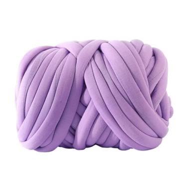 Imagem de Fancyes Fio grosso grosso volumoso fio gigante mão crochê diy enchimento crochê peso fio volumoso para artesanato travesseiros almofada chapéus, Violeta claro