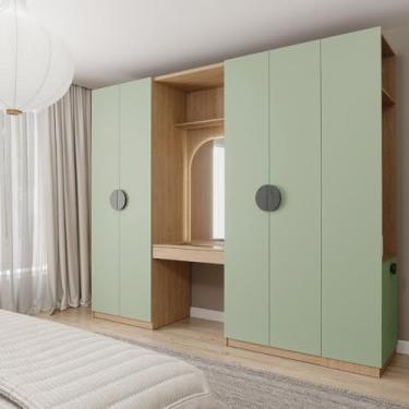 Imagem de Conjunto Modulado Joy 4 Peças Cabideiro, Penteadeira com Espelho, Nichos Gavetas e Sapateira Cabecas Verde