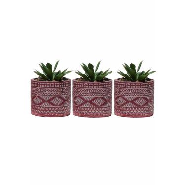 Imagem de Kit 3 Vaso em Cimento Suculenta Planta Artificial Cor Pink