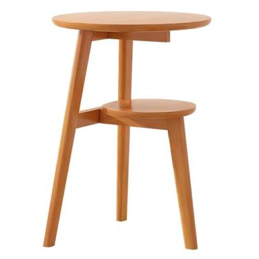 Imagem de Mesa Lateral De Madeira, Mesa Final Com Mesa Redonda, Mesa Lateral Com Estrutura Estável, Mesa Pequena Para Sala De Estar, Quarto E Escritório (Color : Light walnut color, Size : 16.53x23.62in)