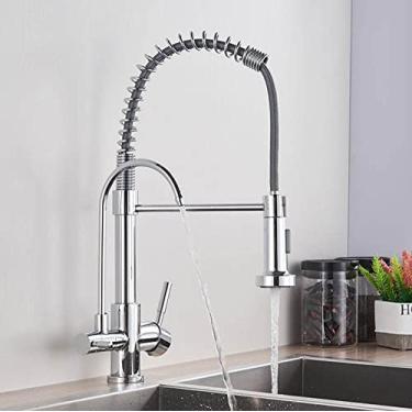 Imagem de Torneira de cozinha de água potável, filtro giratório, água pura, quente e fria, misturador de água, primavera, torneira de cozinha, guindaste de montagem, cromado b