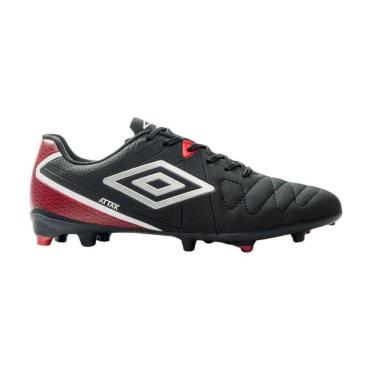 Imagem de Chuteira Umbro Attak Eternal Campo Masculina Preto Prata Vermelho
