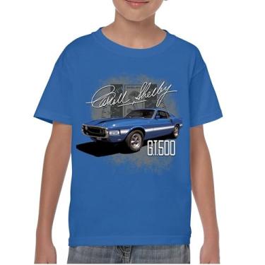 Imagem de Camiseta juvenil Cobra Shelby azul vintage GT500 American Racing Mustang Muscle Car Performance Powered by Ford Kids, Azul, P