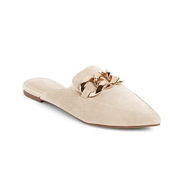 Imagem de Juliet Holy Mocassins femininos Mules sem costas com bico fino e corrente de metal deslizante, Nude., 5.5