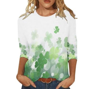 Imagem de Camiseta feminina de São Patrício Shamrock Lucky camisetas túnica verde festival irlandês, Cinza escuro, P