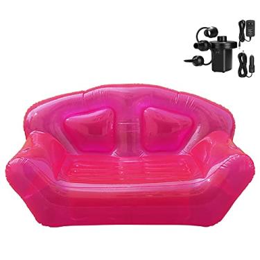 Imagem de KAERMU Espreguiçadeira inflável com bomba de ar, sofá de PVC para sala de estar interna, quarto, viagem, acampamento, piquenique, praia (vermelha)