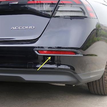 Imagem de ZiWen Novo para-choque dianteiro saída de ar refletor de para-choque traseiro guarnição para Honda Accord 2023 2024 (impressão de fibra de carbono, traseiro)