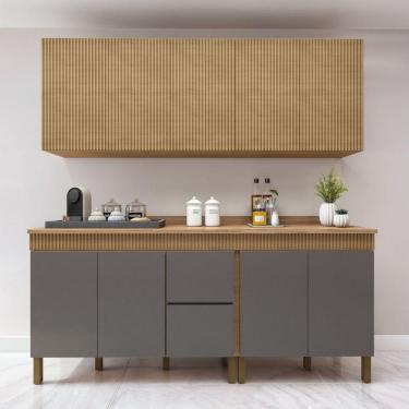 Imagem de Cozinha 4 Peças 10 Portas 1 Gaveta Imperial Yescasa Cinamomo/Grafite