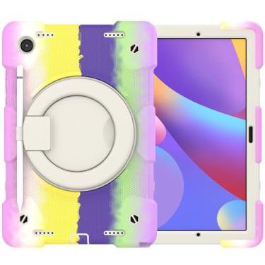 Imagem de Estojo protetor Capa infantil compatível com capa para Samsung Galaxy Tab A8 de 10,5 polegadas (SM-X200/X205) 2021, com alça giratória, suporte e alça, capas para tablet de silicone macio, capa protet