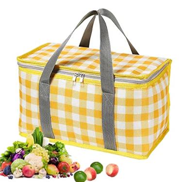 Imagem de Bolsa térmica reutilizável para piquenique de alimentos, bolsas de praia, bolsas térmicas com zíper - para quente ou frio, cesta de piquenique dobrável, praia, festa ao ar livre, acampamento,