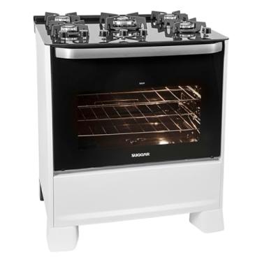 Imagem de SUGGAR FOGÃO BEST GLASS BRANCO MESA DE VIDRO 5 BOCAS TRIPLA CHAMA TREMPE EM FERRO FUNDIDO ACENDIMENTO AUTOMÁTICO FGVBG510BR