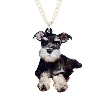 Imagem de DOWAY Pingente de acrílico fofo mini colar Schnauzer para cães, joias para animais de estimação, decoração feminina, presentes de festa, Acrílico, Arenito