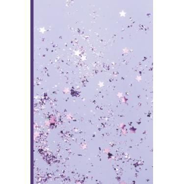 Imagem de Stars Purple Glitter Journal Notebook Libreta Glossy-Finish Cover: Simple Soft Cover Lined 100 Page Writing Journal Diary Libreta Lined |Workbook for Woman Men Girls Boys Kids Teens Students