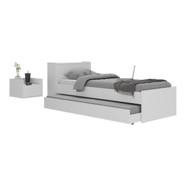 Imagem de Conjunto Quarto Bicama Com Colchão E Baú/mesa De Cabeceira Suspensa Multimóveis Mp4221 Branco Branco