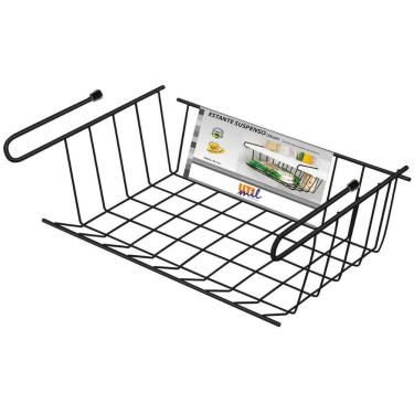 Imagem de Organizador de Armário de Cozinha 35cm Prateleira Aramada Preta Multiuso Utimil