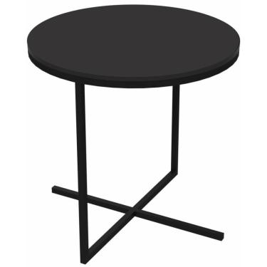 Imagem de Mesa Lateral Redonda Volpi Artesano 46 Cm (altura) Em Mdp Bp Estrutura Preta Metálica Em Aço Preto