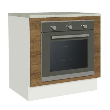 Imagem de Balcão Para Forno De Embutir 80 X 60 Cm Com Tampo Branco/rustic Glamy, Stella Madesa Branco/rustic