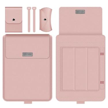 Imagem de GANGANPRO Capa para laptop de 13 a 14 polegadas com suporte, compatível com laptop Microsoft Surface 5/4/3/2 de 13,5 polegadas, MacBook Air/Pro de 13,3 polegadas, capa de couro PU para laptops de 15 a