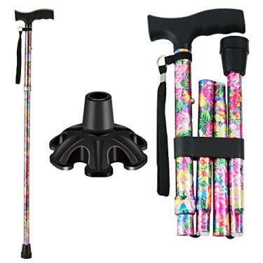 Imagem de LIXIANG Bengala de caminhada para mulher | Auxiliares de mobilidade e vida diária | Bengala ajustável de 5 níveis de altura | Alça em T de plástico confortável, rosa