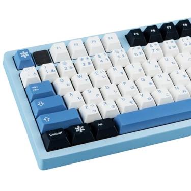 Imagem de GEKUCAP Teclas PBT 129 Teclas árticas Sublimação Azul Branco Japonês Perfil Cereja Conjunto de Teclas Personalizadas para Gateron Kailh Cherry MX Switch Teclado Mecânico Gaming