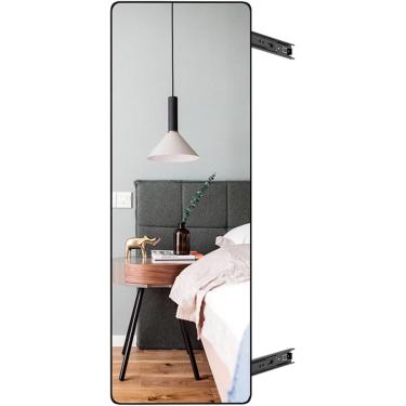 Imagem de Guarda-roupa com espelho de corpo inteiro embutido dobrável push-pull espelho de encaixe giratório interior invisível espelho de comprimento total, Nero, 110 * 40