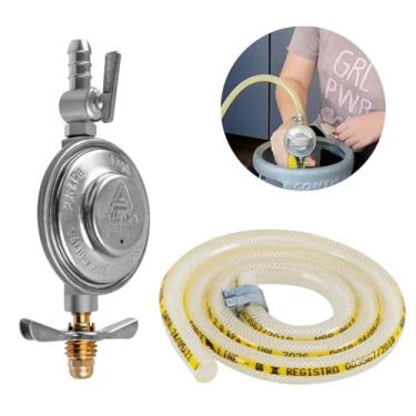 Imagem de Regulador Registro de Gás de Cozinha Doméstico 1kg/h + Mangueira 1,2m Com Abraçadeiras | Aliança