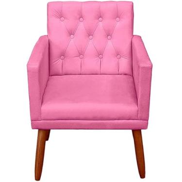 Imagem de Poltrona para Sala de estar Resistente Decorativa confortável tecido veludo confortável pés de madeira reforçado MOBLAN decor (ROSA)