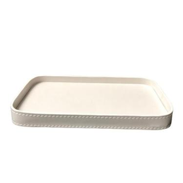 Imagem de Bandeja Em Couro Off White - 25X16 Cm - Thecasa