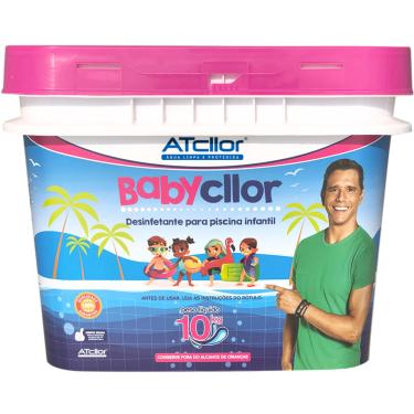 Imagem de AtCllor, Cloro concentrado, orgânico e estabilizado para piscina infantil, Com ácido Cianúrico, BabyCllor, Teor de ativo 50,00%, Granulado, 10 Kg, Rosa