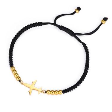 Imagem de EUEAVAN Pulseira de avião ajustável, corda trançada feita à mão, pulseira vermelha da sorte, joia de piloto de avião, presente de lembrança para comissárias de bordo, aeromoça, mulheres, homens,