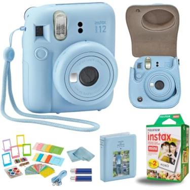 Imagem de Fujifilm Câmera instantânea Instant Mini 12 + pacote de acessórios BluebirdSales e capa personalizada compatível + mini álbum de fotos Fuji Instant (20 fotos) designer (60 bolsos) (azul pastel)