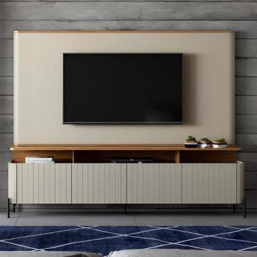 Imagem de Rack Portas Brise e Pés em Metal com Painel 220cm 100% MDF - Casa Lar 