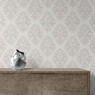 Imagem de Papel De Parede Arabesco Verde e Bege Adesivo Vinílico Lavável - PAPEL