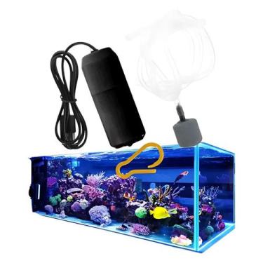Imagem de Mini Bomba Submersa Aerador Oxigênio P/ Aquário Peixe USB - ENJOYLURE