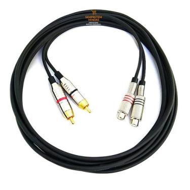 Imagem de Cabo de Áudio Blindado RCA Macho RCA Fêmea Duplo 4 Metros - Sempretemv