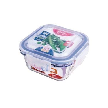 Imagem de Pote De Vidro Hermético Quadrado 300 ML Azul EURO, U