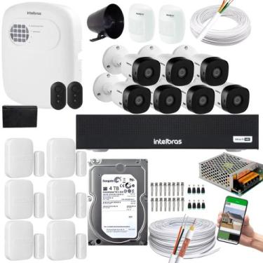 Imagem de Kit 7 Câmeras 1120B Dvr Intelbras + sersor xas 4010+kit Alarme+sensor 