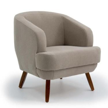 Imagem de Poltrona Decorativa Em Algodão Caramelo Pés De Madeira Carina - Larbel