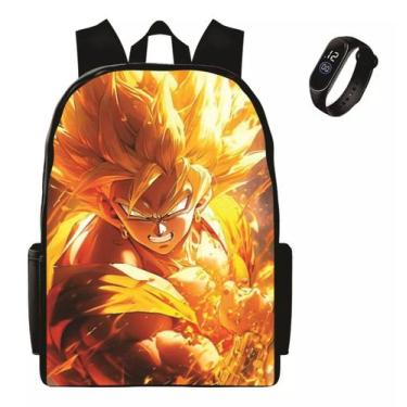 Imagem de Mochila Infantil Masculina Lançamento bolsa Escolar Goku Mais Relogio 