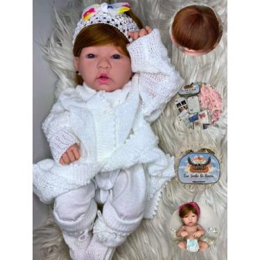 Imagem de Bebê Reborn Branca Barata 100% Silicone (pode Dar Banho )24 Itens Enxo