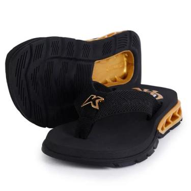 Imagem de Chinelo Infantil Kenner Rakka Kids Flamengo - Preto e Dourado, 33/34