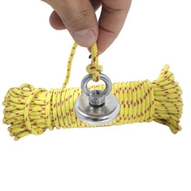 Imagem de Pesca Magnética 42mm Aprox. 65kg Corda Ímã Neodímio Fixador - OCCY