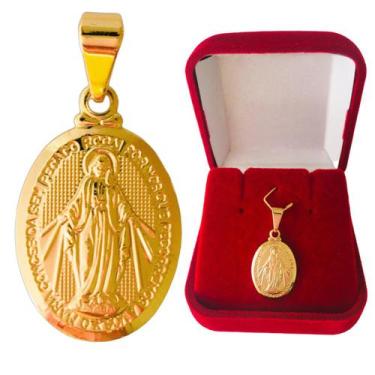 Imagem de Pingente Medalha Religiosa Nossa Senhora das Graças Banhado a Ouro 18k