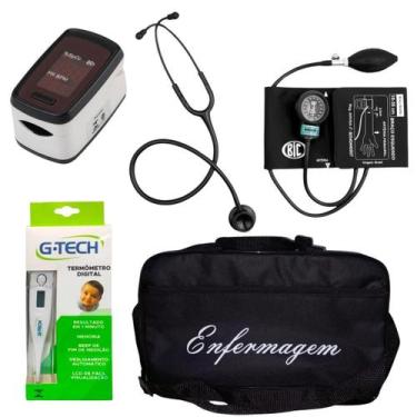 Imagem de Kit para enfermagem com esteto esfigmo bic preto