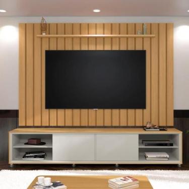 Imagem de Conjunto Rack + Painel BR 2,60m para TV Até 75'' Ripado Estrutura Dupl