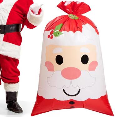 Imagem de JOYIN Saco Enorme para Presente de Natal do Papai Noel Saco de Plástico para Embrulho de Presente de Natal 56 "X36" para Presentear, Presentes de Feriado, Decorações Gigantes para Presentes, Surpresas