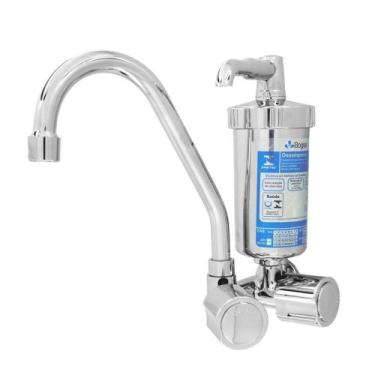 Imagem de Torneira Cozinha Filtro Purificador Parede Bica Móvel Copo Metal Croma